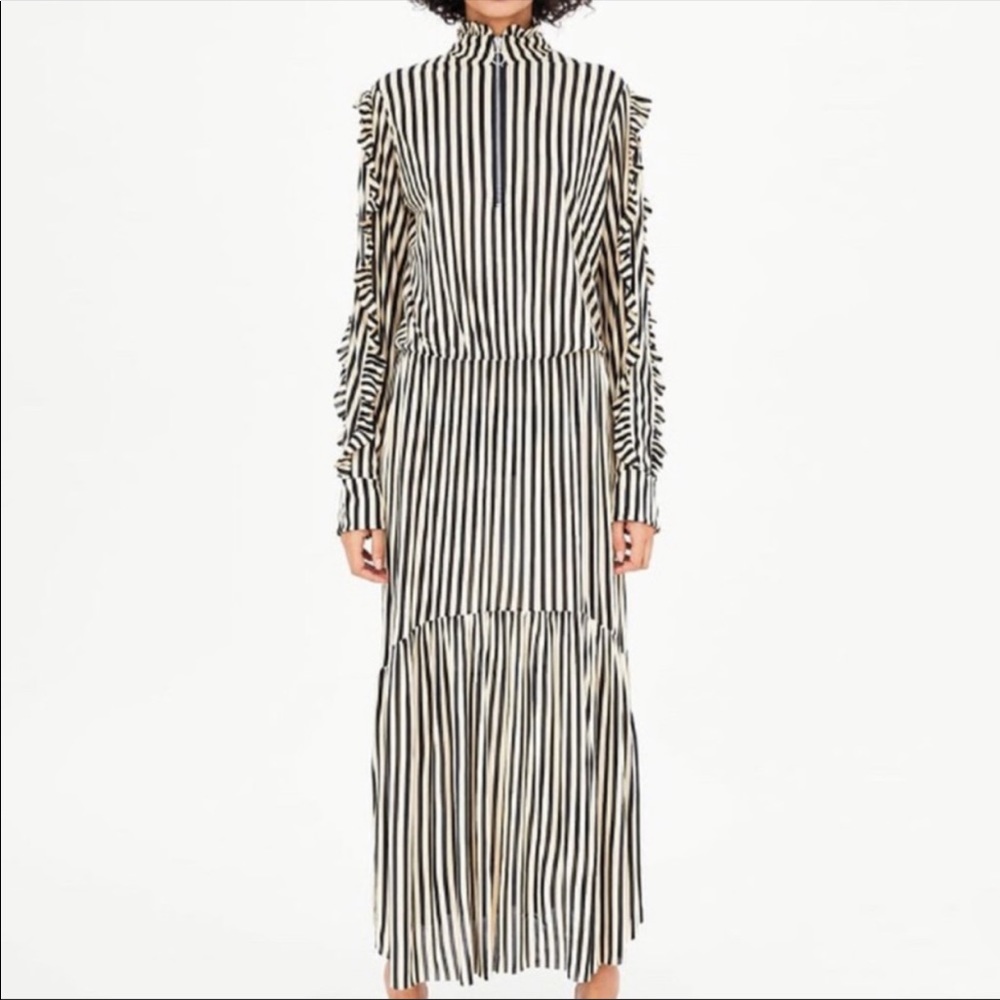 Zara Stripe Ruffle Maxi